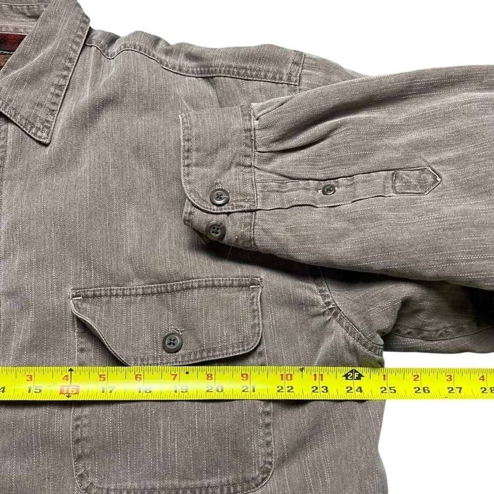 Wolverine Mens XL Shirt Jacket Shacket Button Up Fleece Plaid Lined Taupe
